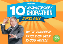priceline.com - 10th anniversary chop-a-thon hotel sale - we've chopped prices on over 23,000 hotels - GO