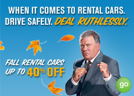 When it comes to rental cars. Drive safely. Deal ruthlessly. Fall rental cars up to 40% off. Go