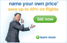 Name Your Own Price - save up to 40% on flights - bid now