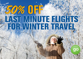 50% off last minute flights for winter travel- GO