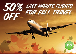 50% off last minute flights for fall travel- GO